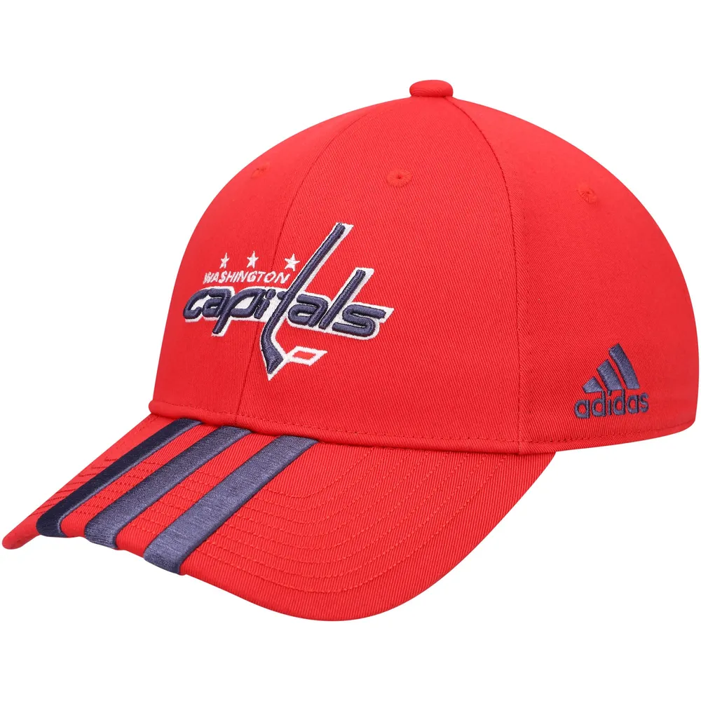 Casquette réglable à trois bandes adidas pour hommes des Washington Capitals Locker Room rouge