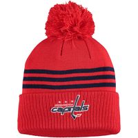 Men's adidas Red Washington Capitals Locker Room Three Stripe Cuffed Knit Hat with Pom