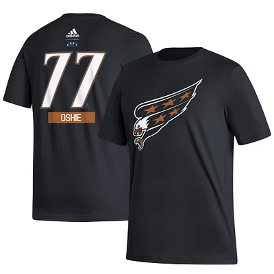 T-shirt adidas TJ Oshie pour hommes, noir, Washington Capitals Reverse Retro 2.0, nom et numéro