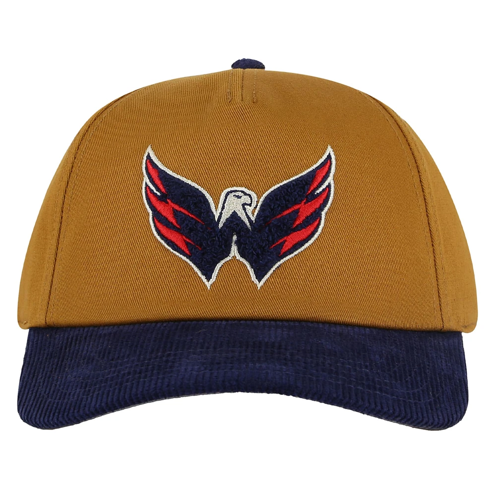 Casquette ajustable Burnett pour homme, couleur marron/bleu marine, style American Needle, Washington Capitals