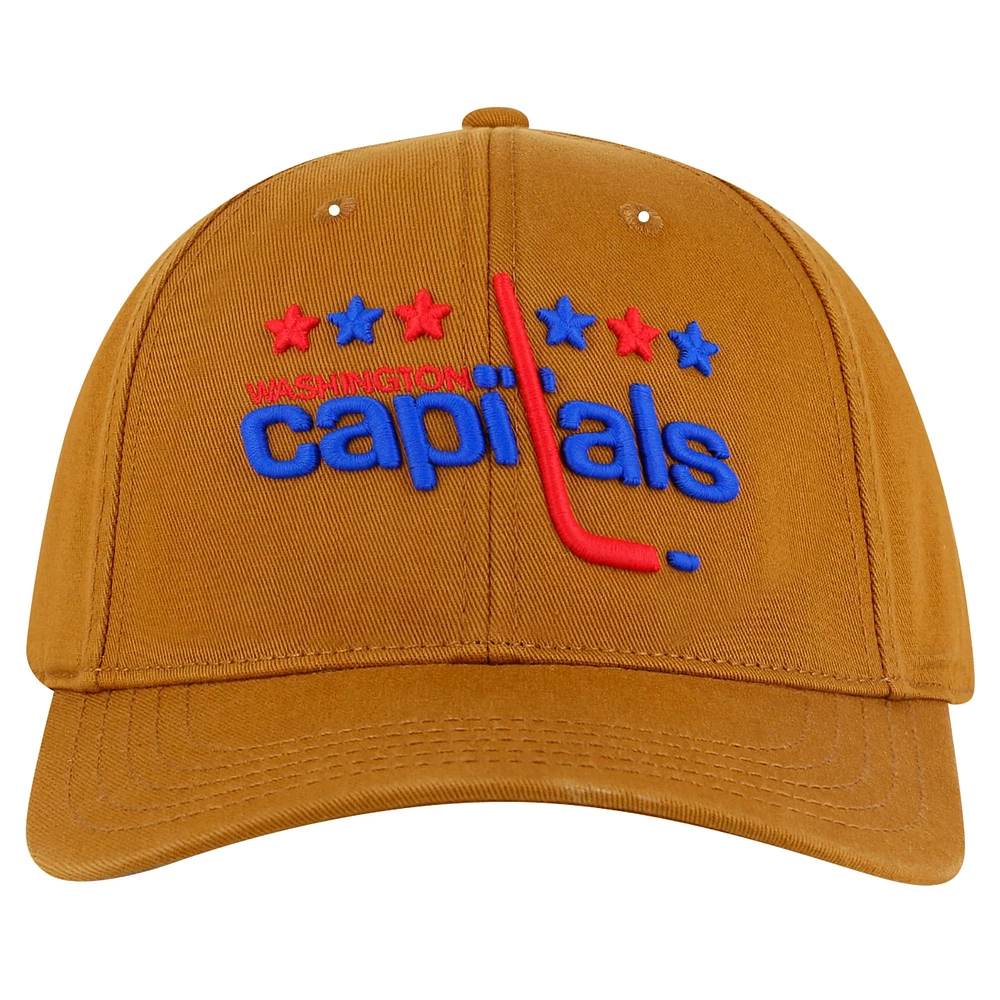 Casquette ajustable en sergé délavé Hepcat pour homme, couleur tan, des Washington Capitals