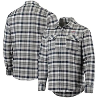 Chemise boutonnée à manches longues pour homme, bleu marine/gris, Washington Capitals, motif écossais Ease
