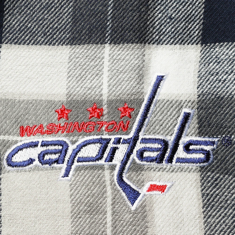 Chemise boutonnée à manches longues pour homme, bleu marine/gris, Washington Capitals, motif écossais Ease