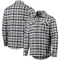 Chemise boutonnée à manches longues pour homme, bleu marine/gris, Washington Capitals, motif écossais Ease
