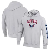 Men's Champion Heather Gray Washington Capitals Reverse Weave Pullover Hoodie