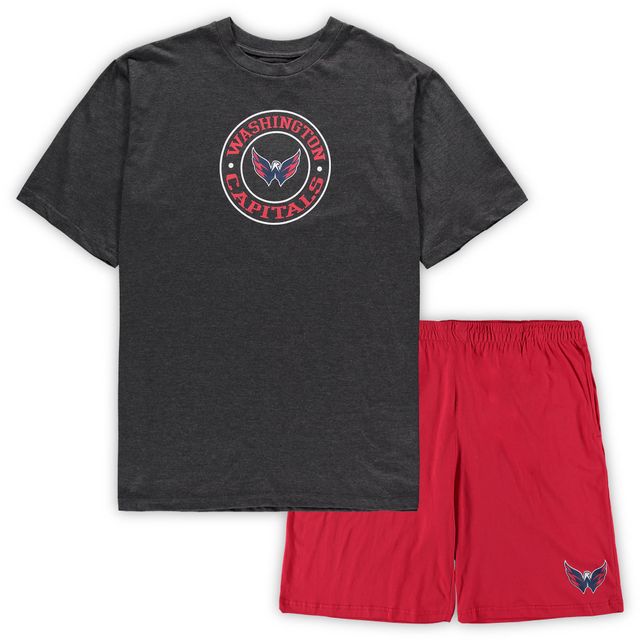 Ensemble de pyjama t-shirt et short pour hommes Concepts Sport rouge/anthracite chiné Washington Capitals Tailles Big & Tall