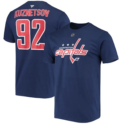 T-shirt bleu marine avec nom et numéro Evgeny Kuznetsov des Capitals de Washington pour homme