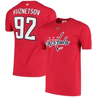 T-shirt rouge avec nom et numéro des Capitals de Washington Fanatics Evgeny Kuznetsov pour hommes