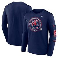 Men's Fanatics Alexander Ovechkin Athletic Navy Washington Capitals NHL All-Time Leading Goal Scorer Badges Long Sleeve T-Shirt