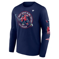 Men's Fanatics Alexander Ovechkin Athletic Navy Washington Capitals NHL All-Time Leading Goal Scorer Badges Long Sleeve T-Shirt