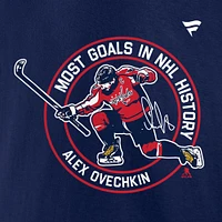 Men's Fanatics Alexander Ovechkin Athletic Navy Washington Capitals NHL All-Time Leading Goal Scorer Badges Long Sleeve T-Shirt