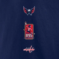 Men's Fanatics Alexander Ovechkin Athletic Navy Washington Capitals NHL All-Time Leading Goal Scorer Badges Long Sleeve T-Shirt