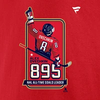 T-shirt Fanatics Alexander Ovechkin Athletic Red pour homme, meilleur buteur de tous les temps la LNH, Capitals Washington, 895