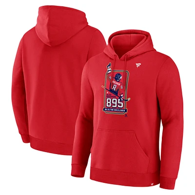 Men's Fanatics Alexander Ovechkin Athletic Red Washington Capitals NHL All-Time Leading Goal Scorer 895 Logo Pullover Hoodie