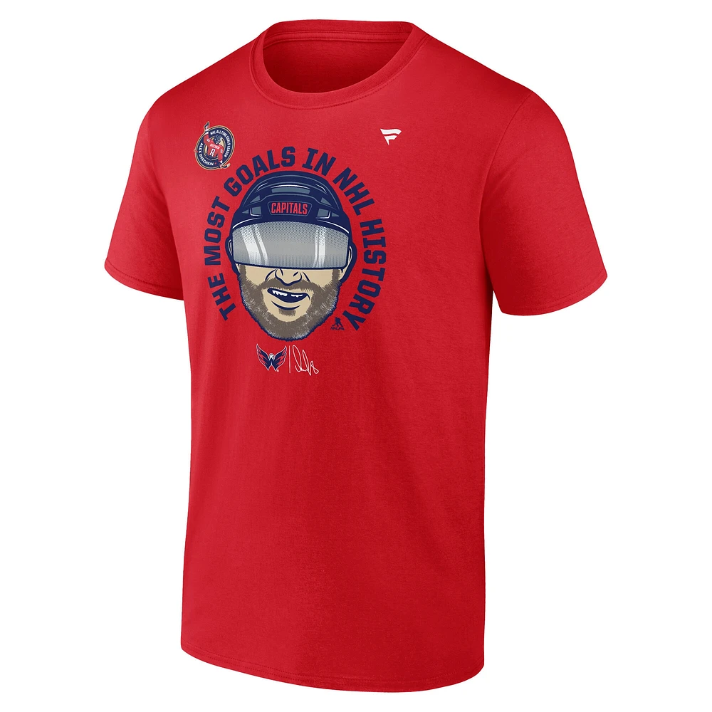 Men's Fanatics Alexander Ovechkin Athletic Red Washington Capitals NHL All-Time Leading Goal Scorer Caricature T-Shirt