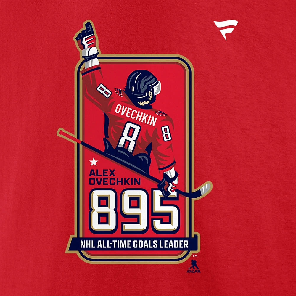 Men's Fanatics Alexander Ovechkin Athletic Red Washington Capitals NHL All-Time Leading Goal Scorer Locker Room T-Shirt