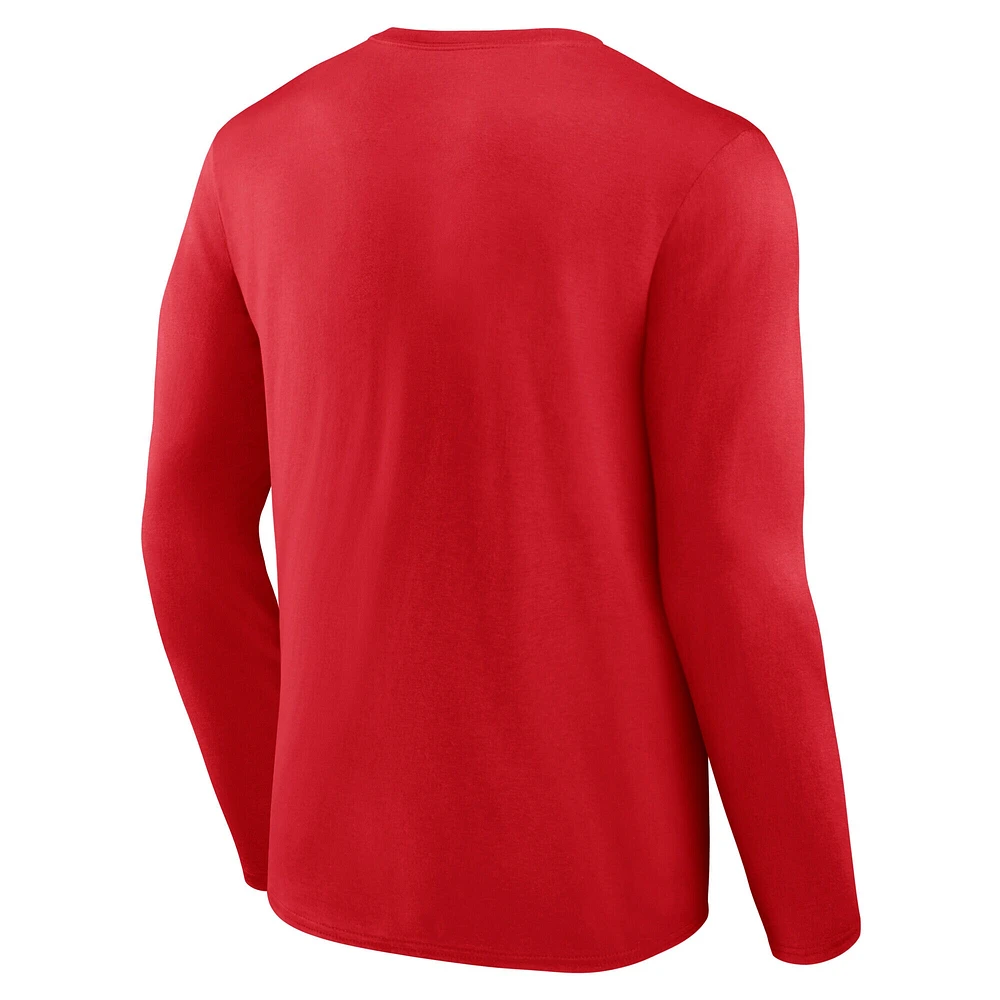 T-shirt à manches longues pour homme Fanatics Alexander Ovechkin Athletic Red, meilleur buteur de tous les temps la LNH, Capitals Washington, The Great 895