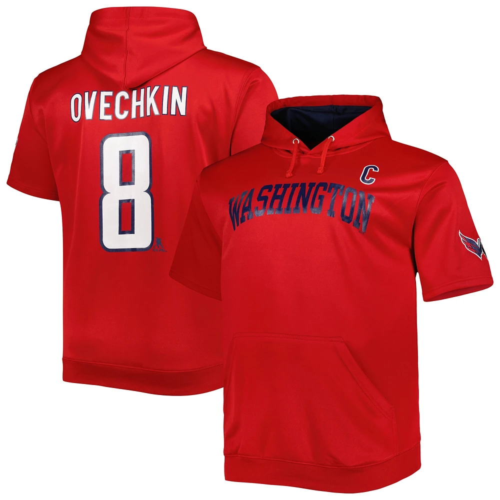 Men's Fanatics Alexander Ovechkin Red Washington Capitals Big & Tall Captain Patch Name Number Pullover Hoodie