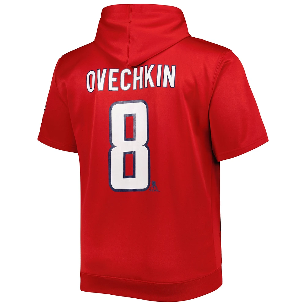 Fanatics pour hommes Alexander Ovechkin Red Washington Capitals Big & Tall Captain Patch Nom et numéro Pull à capuche