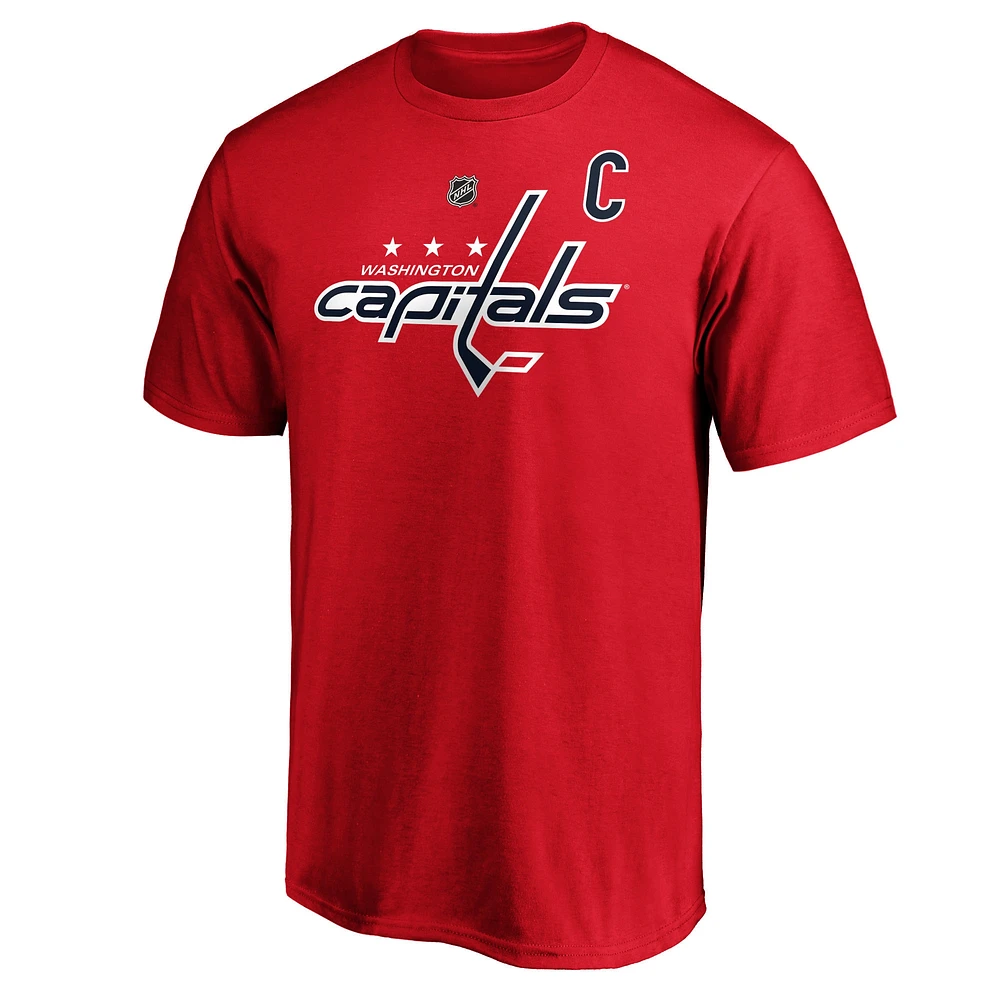 Fanatics Branded Alexander Ovechkin Red Washington Capitals Logo Authentic Stack Name and Number - T-shirt