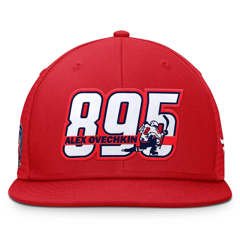 Men's Fanatics Alexander Ovechkin Red Washington Capitals NHL All-Time Leading Goal Scorer Snapback Hat