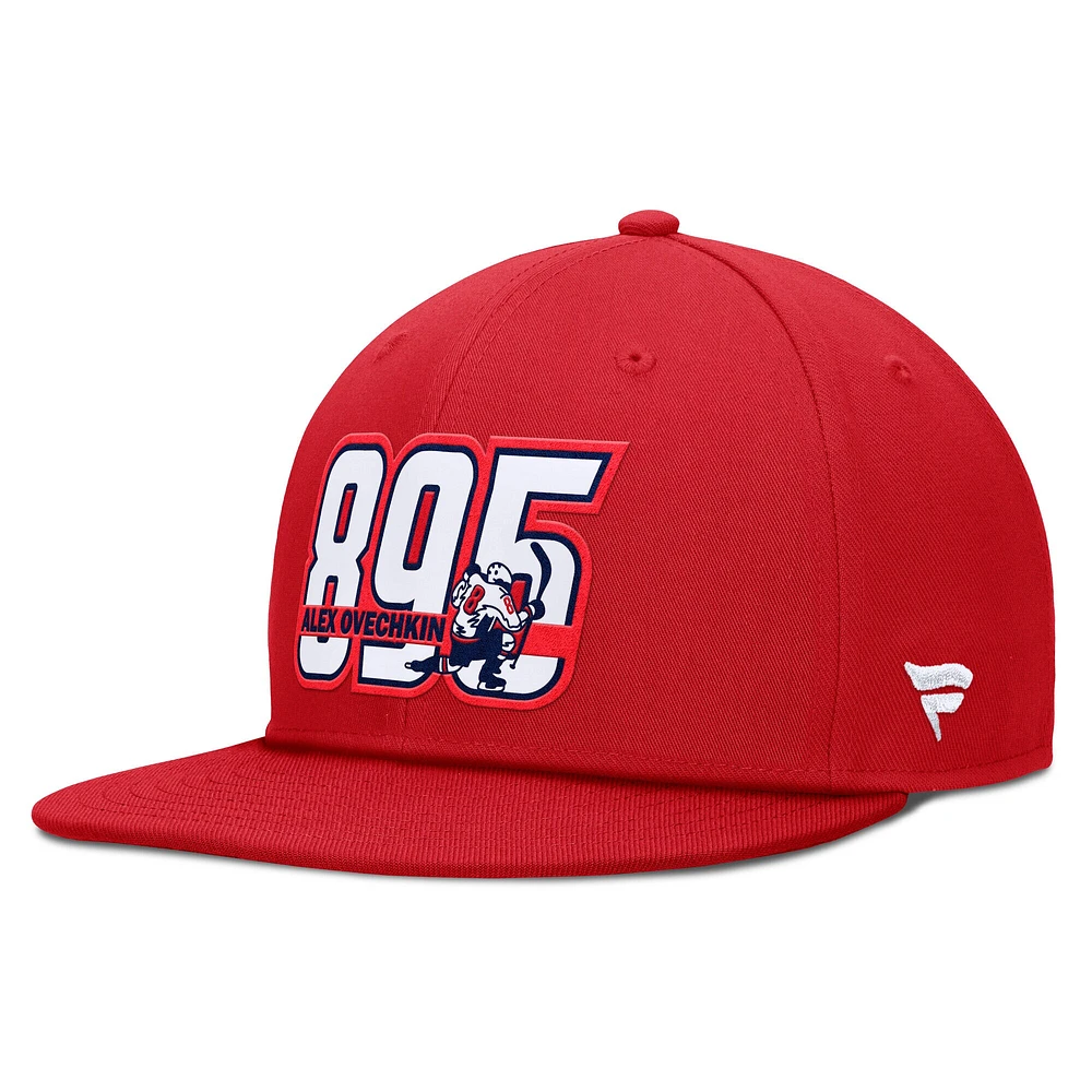 Men's Fanatics Alexander Ovechkin Red Washington Capitals NHL All-Time Leading Goal Scorer Snapback Hat