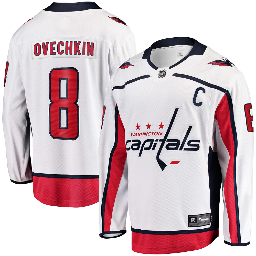 Fanatics Alexander Ovechkin pour hommes, blanc, maillot de joueur échappé Premier Breakaway des Capitals Washington à l'extérieur