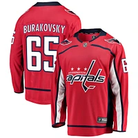 Maillot de joueur rouge Andre Burakovsky des Capitals Washington Breakaway Home Player marque Fanatics pour hommes