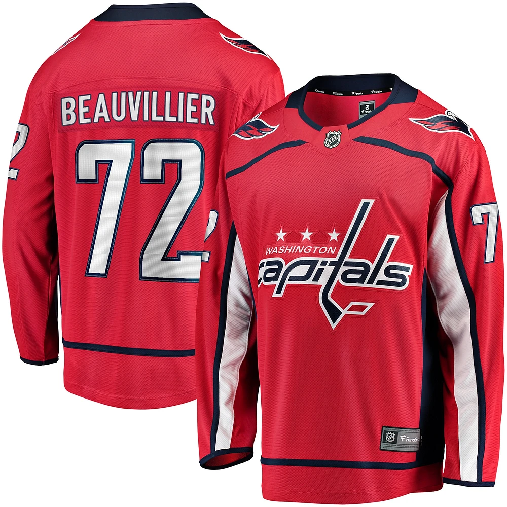 Maillot rouge Breakaway à domicile des Washington Capitals de Anthony Beauvillier Fanatics pour hommes