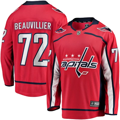Maillot rouge Breakaway à domicile des Washington Capitals de Anthony Beauvillier Fanatics pour hommes