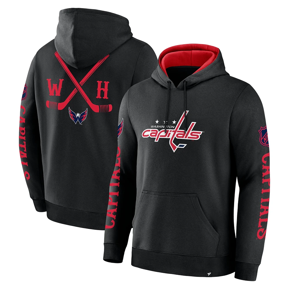 Men's Fanatics Black Washington Capitals Big City Legacy Fleece Pullover Hoodie
