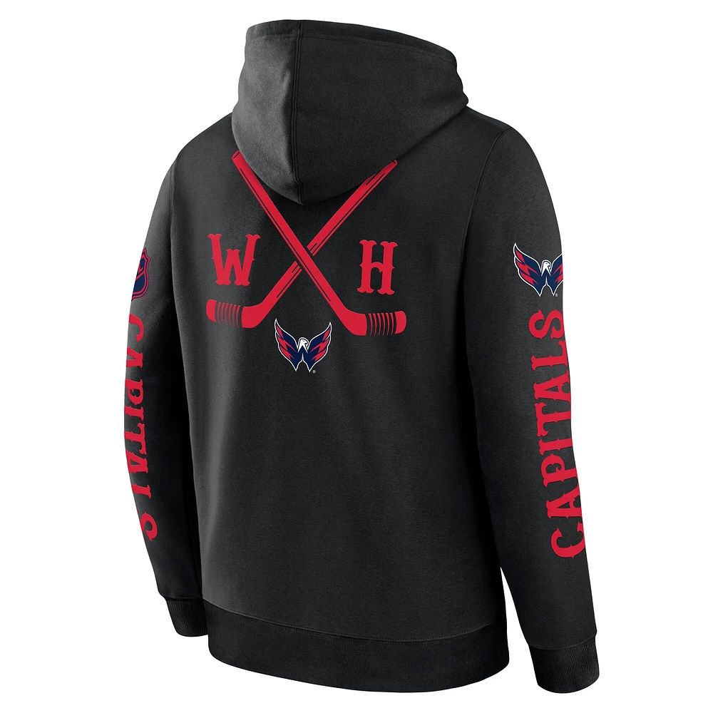 Men's Fanatics Black Washington Capitals Big City Legacy Fleece Pullover Hoodie