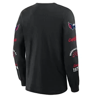T-shirt à manches longues Fanatics pour homme, noir, Washington Capitals, avec logo Legacy