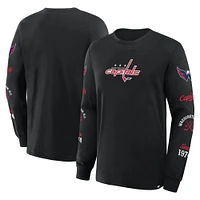 T-shirt à manches longues Fanatics pour homme, noir, Washington Capitals, avec logo Legacy