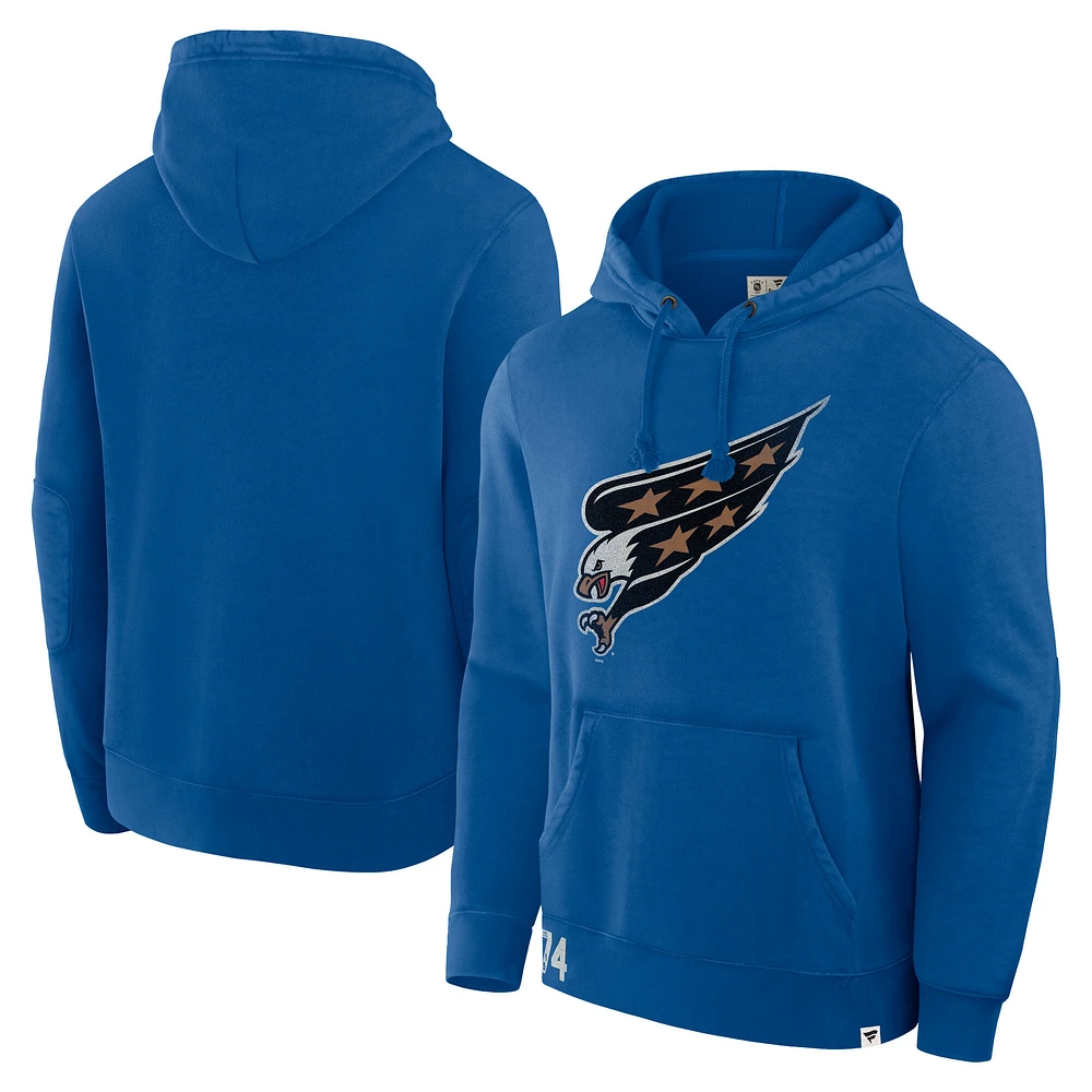 Men's Fanatics Blue Washington Capitals Decades Collection Tradition Fleece Pullover Hoodie