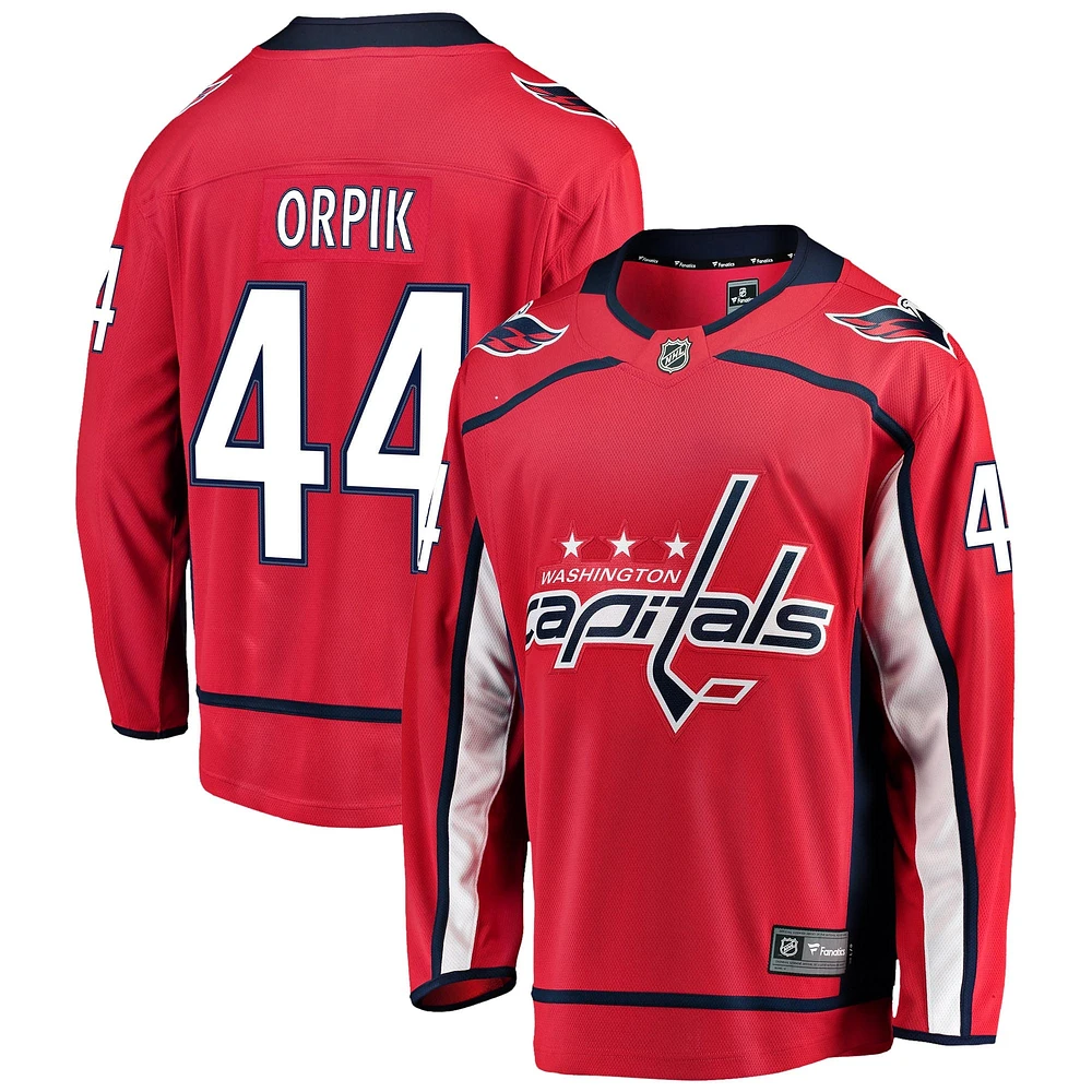 Fanatics Branded Brooks Orpik Rouge Washington Capitals Breakaway Maillot de joueur à domicile pour homme