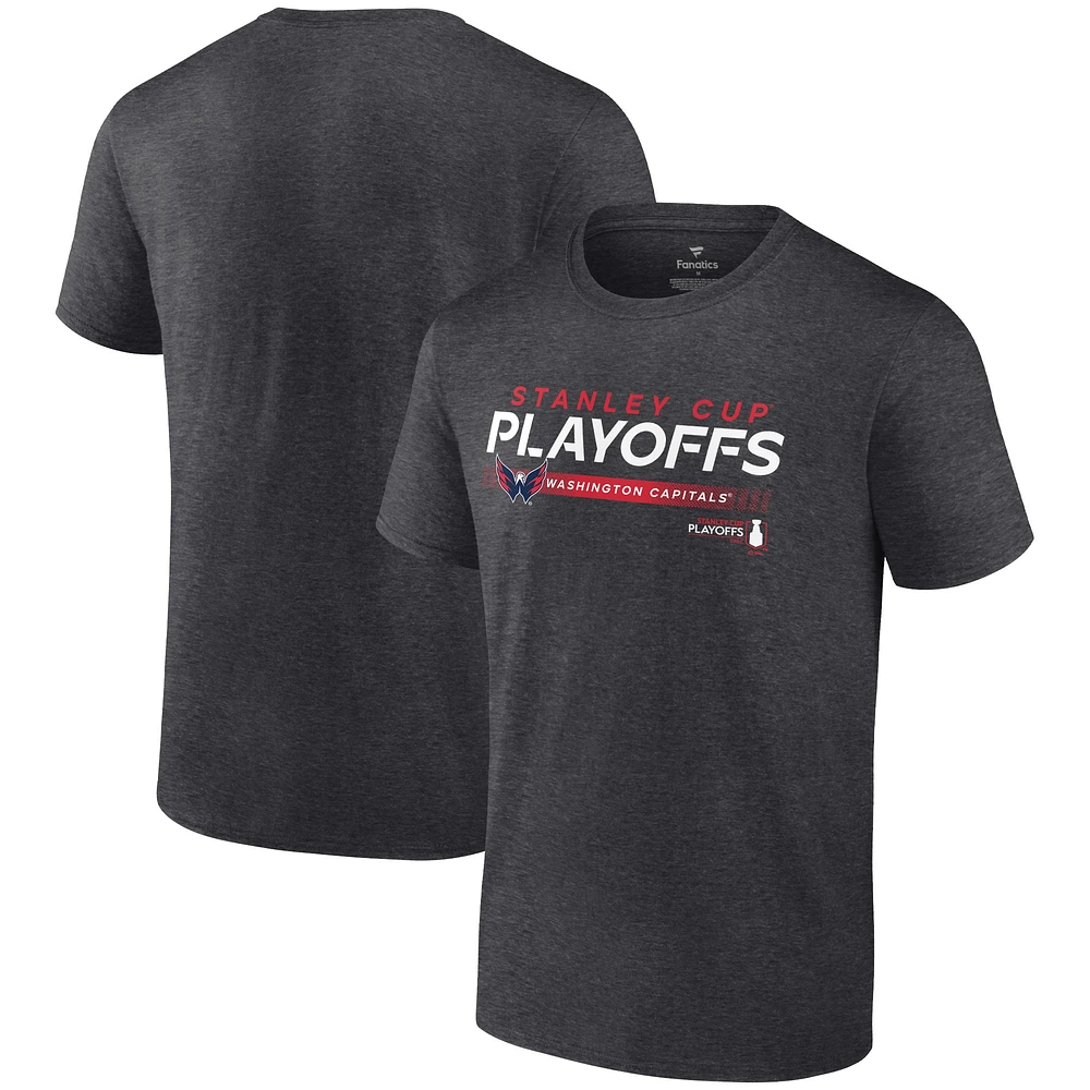 T-shirt Playmaker des séries éliminatoires de la Coupe Stanley 2022 Capitals Washington Fanatics Charcoal pour hommes