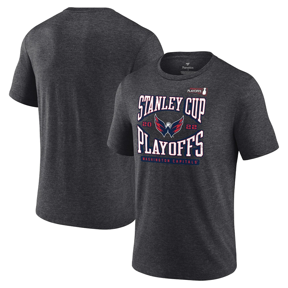 T-shirt enveloppant des séries éliminatoires de la Coupe Stanley 2022 Capitals Washington Fanatics Charcoal pour hommes