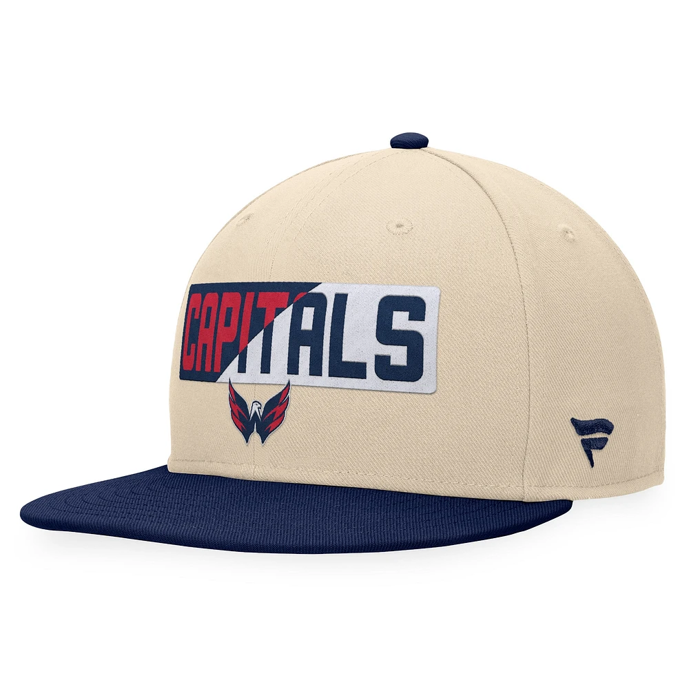 Casquette Snapback Goalaso Washington Capitals Fanatics pour hommes crème/bleu marine