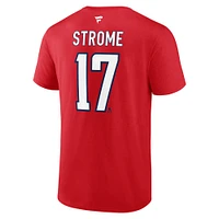 T-shirt Fanatics Dylan Strome rouge authentique des Capitals de Washington pour homme avec nom et numéro Stack