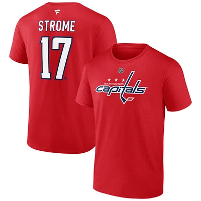 T-shirt Fanatics Dylan Strome rouge authentique des Capitals de Washington pour homme avec nom et numéro Stack