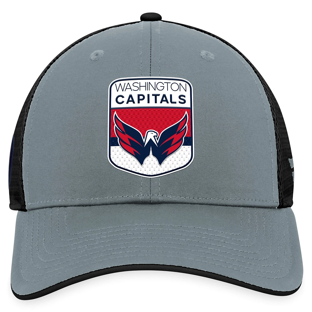 Casquette réglable Fanatics gris/noir Washington Capitals Authentic Pro Home Ice Trucker pour hommes