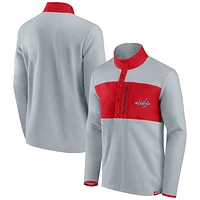 Men's Fanatics Gray/Red Washington Capitals Hockey Polar Fleece Quarter-Snap Jacket