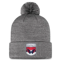 Men's Fanatics  Gray Washington Capitals Authentic Pro Home Ice Cuffed Knit Hat with Pom