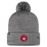 Bonnet en tricot à revers authentique Pro Home Fanatics gris Washington Capitals pour hommes avec pompon