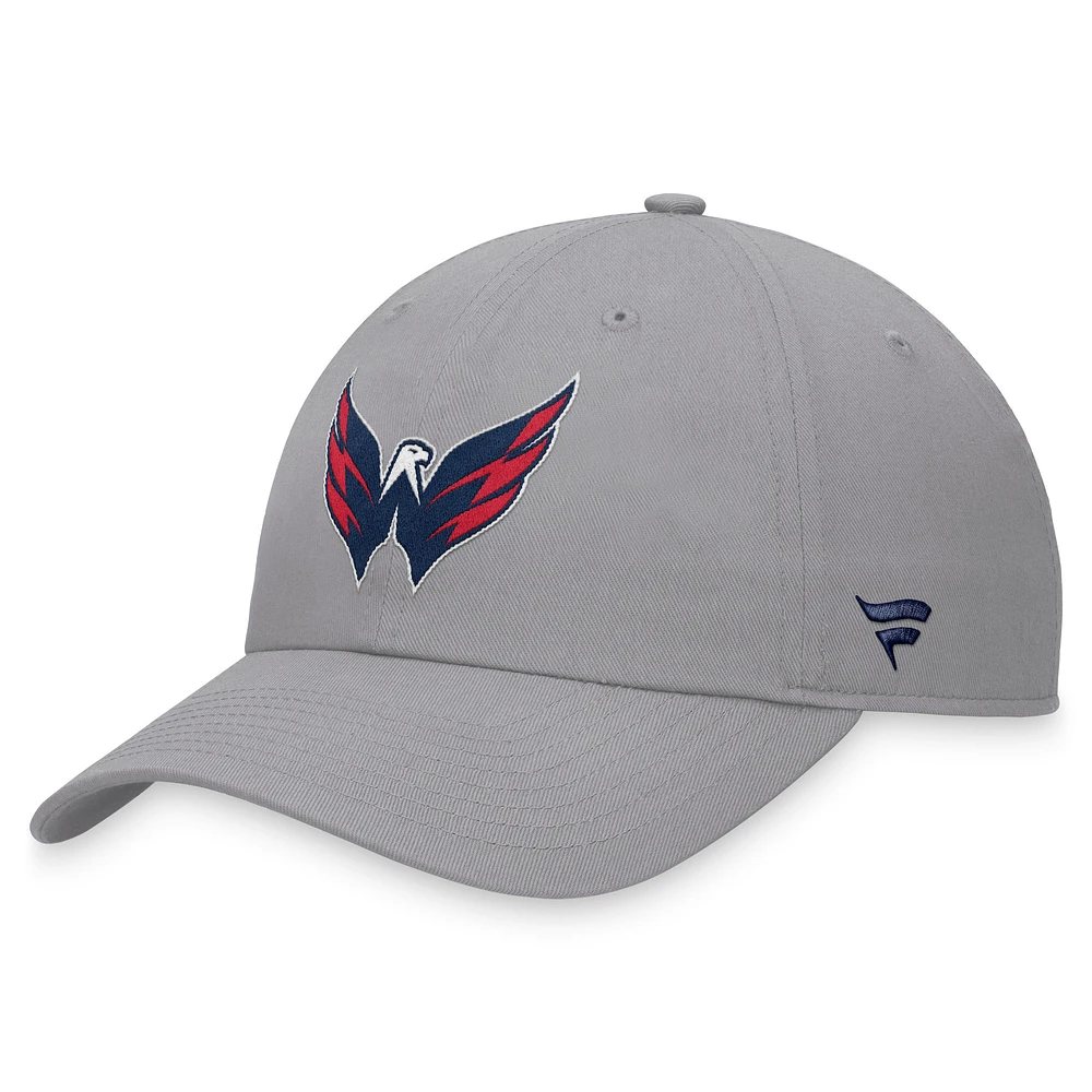 Casquette ajustable gris Washington Capitals Extra Time Fanatics pour hommes