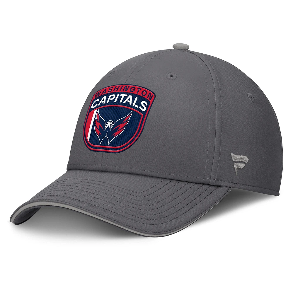 Casquette Fanatics grise pour homme Washington Capitals Home Ice Flex