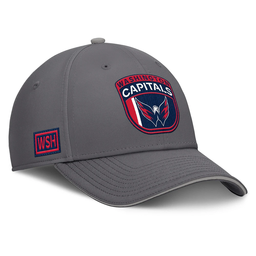 Casquette Fanatics grise pour homme Washington Capitals Home Ice Flex