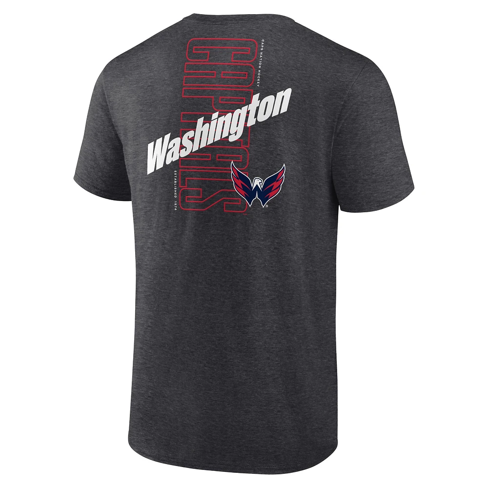 T-shirt Backbone des Capitals de Washington Heather Charcoal Fanatics pour hommes