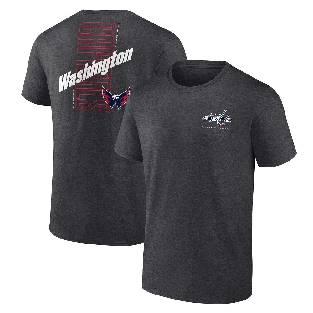 T-shirt Backbone des Capitals de Washington Heather Charcoal Fanatics pour hommes